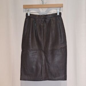 Vintage Georgetown Leather Design Chocolate Brown Leather Skirt